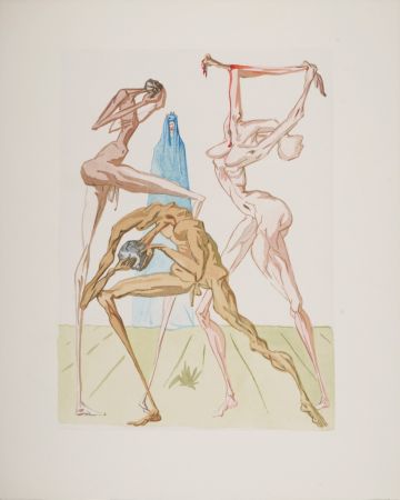 Gravure Sur Bois Dali - Les habitants de Prato, 1963