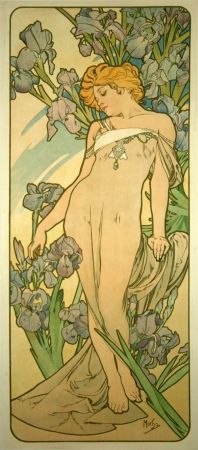 Lithographie Mucha - Les Iris