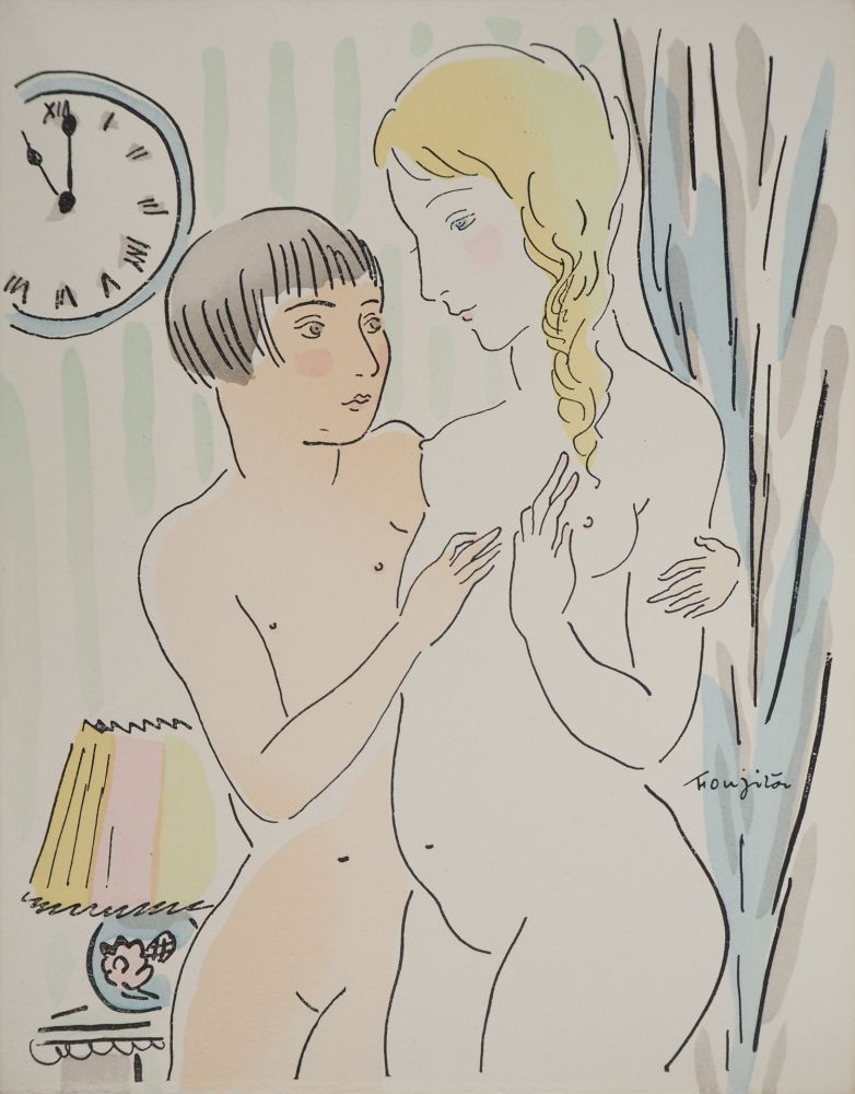 Gravure Foujita - Les jeunes filles intimidées