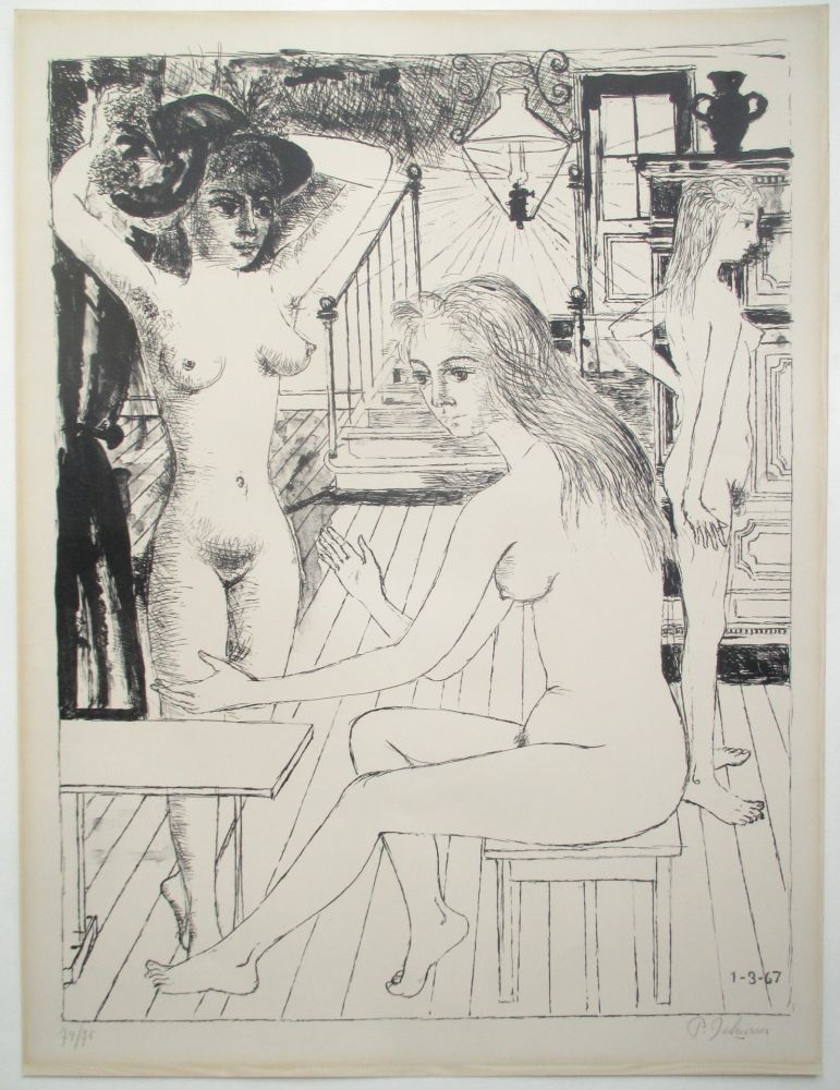 Lithographie Delvaux - Les Jeunes Filles / Young Girls