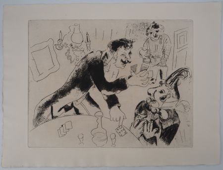 Gravure Chagall - Les joueurs de cartes (Les cartes à jouer)