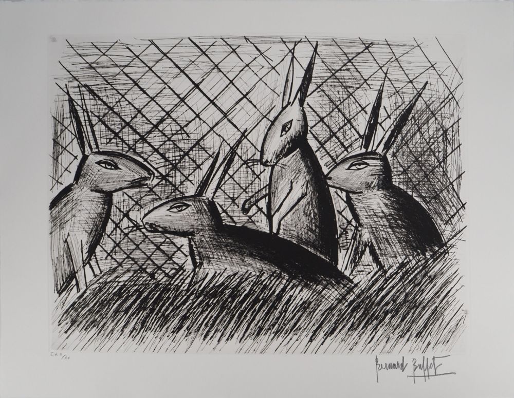 Gravure Buffet - Les lapins