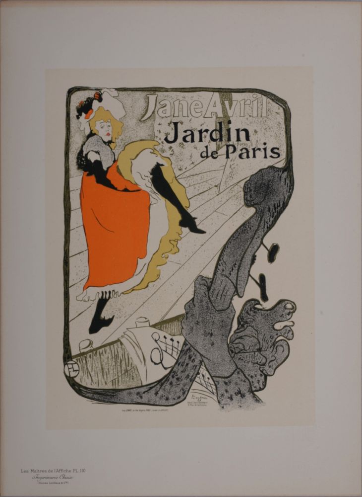 Lithographie Toulouse-Lautrec - Les Maîtres de l'Affiche : Jane Avril, 1898 - PL. #110.