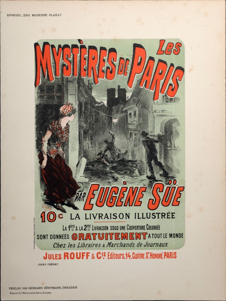Lithographie Cheret - Les Mystères de Paris, 1897