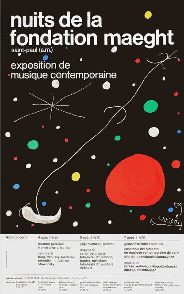 Affiche Miró - LES NUITS DE LA FONDATION MAEGHT (1967). Affiche originale