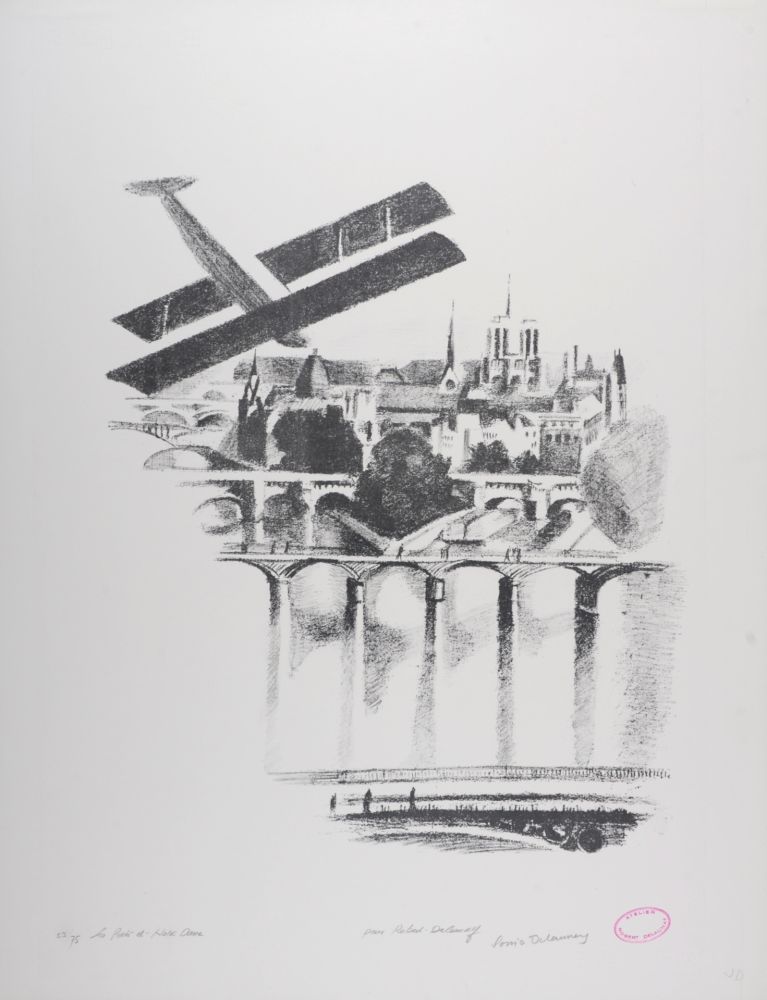 Lithographie Delaunay - Les Ponts et Notre Dame, 1969