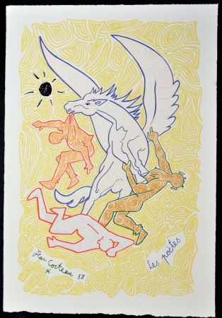 Lithographie Cocteau - Les Poètes