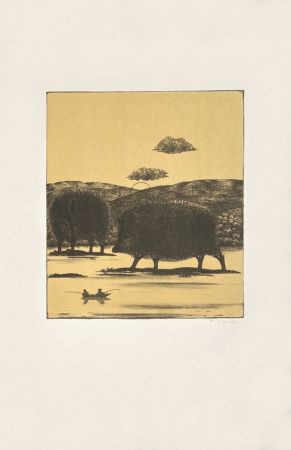 Lithographie Lalanne - Les pêcheurs chassés