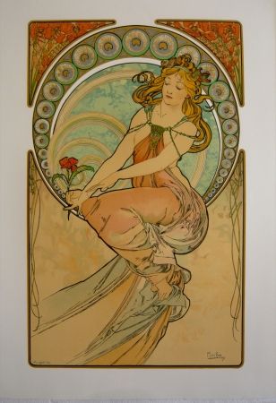 Lithographie Mucha - Les quatre saisons 1