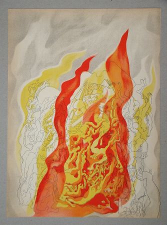 Lithographie Rattner - Les quatre éléments - Feu