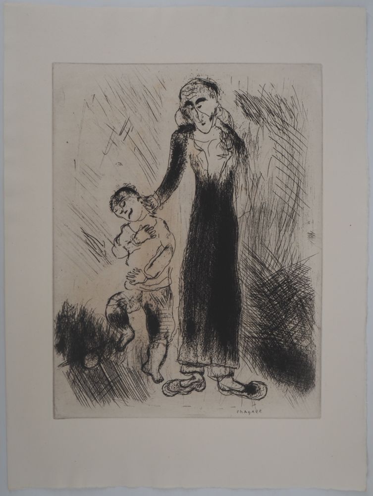 Gravure Chagall - Les réprimandes (Le père de Tchitchikov lui donne une correction)