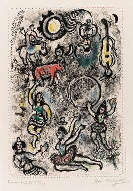 Lithographie Chagall - Les saltimbanques