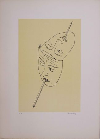 Lithographie Ray - Les six masques voyants