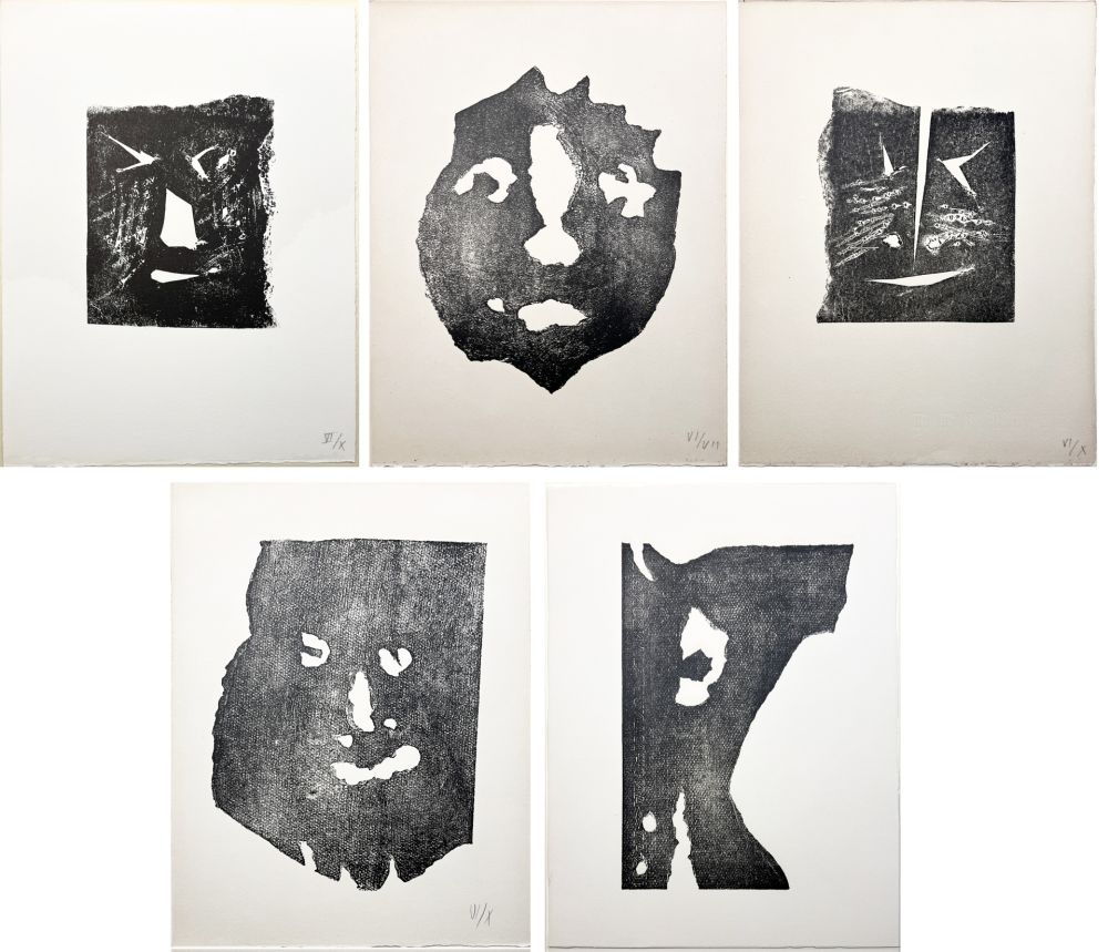 Gravure Picasso - LES TRANSPARENTS : La suite complète des 5 CARTALÉGRAPHIES ORIGINALES (PAB,1967)