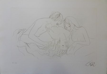 Gravure Valadie - Les trois amants