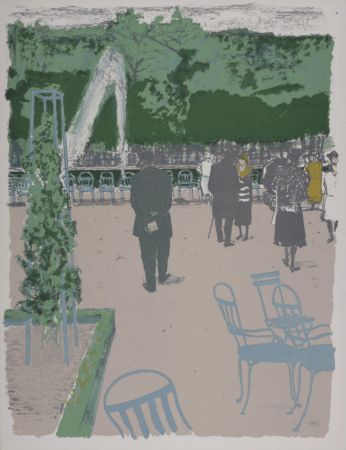 Lithographie Brianchon - Les Tuileries, 1962