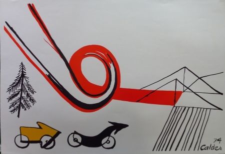 Lithographie Calder - Les voitures