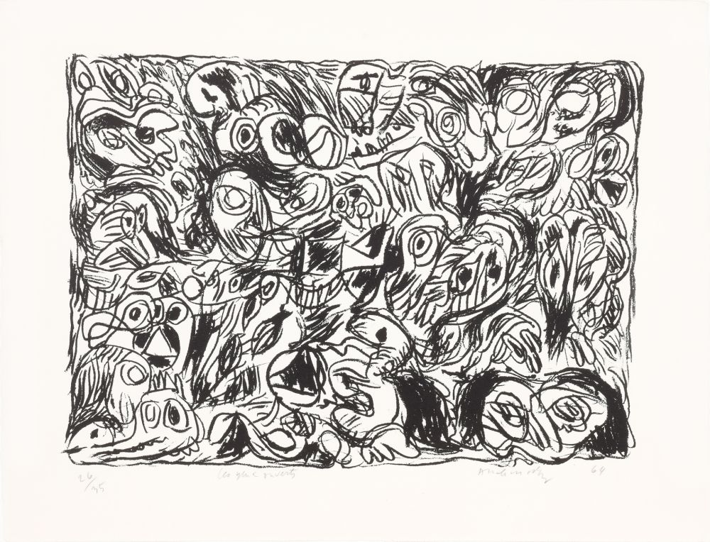 Lithographie Alechinsky - Les yeux ouverts 