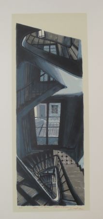Lithographie Szafran - L'escalier de Saint germain