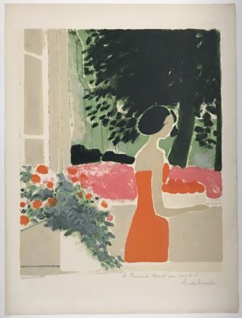 Lithographie Brasilier - L'Ete a Loupeigne (Robe Orange)