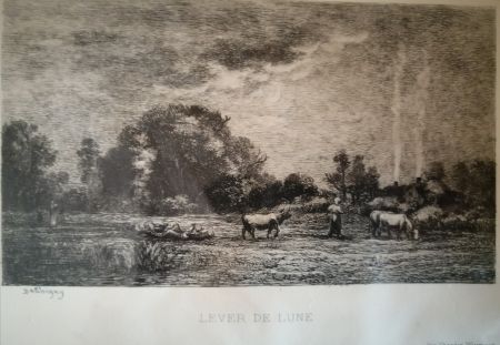 Eau-Forte Daubigny - Lever de lune