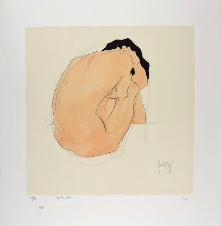 Lithographie Schiele - L'Homme aux cheveux noirs, 1909 | Black-Haired Man, 1909