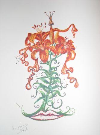 Lithographie Dali - Lilium aurancacium (surrealistic flowers)