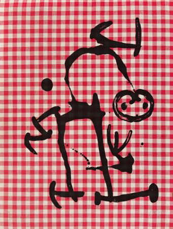 Lithographie Miró - L'Illetre aux Carreaux Rouges