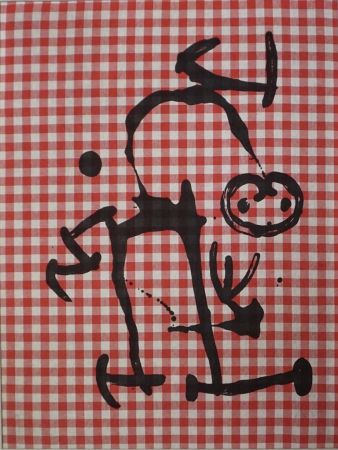 Lithographie Miró - L'Illettré aux Carreaux Rouges