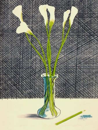 Lithographie Hockney - Lillies (Still Life)
