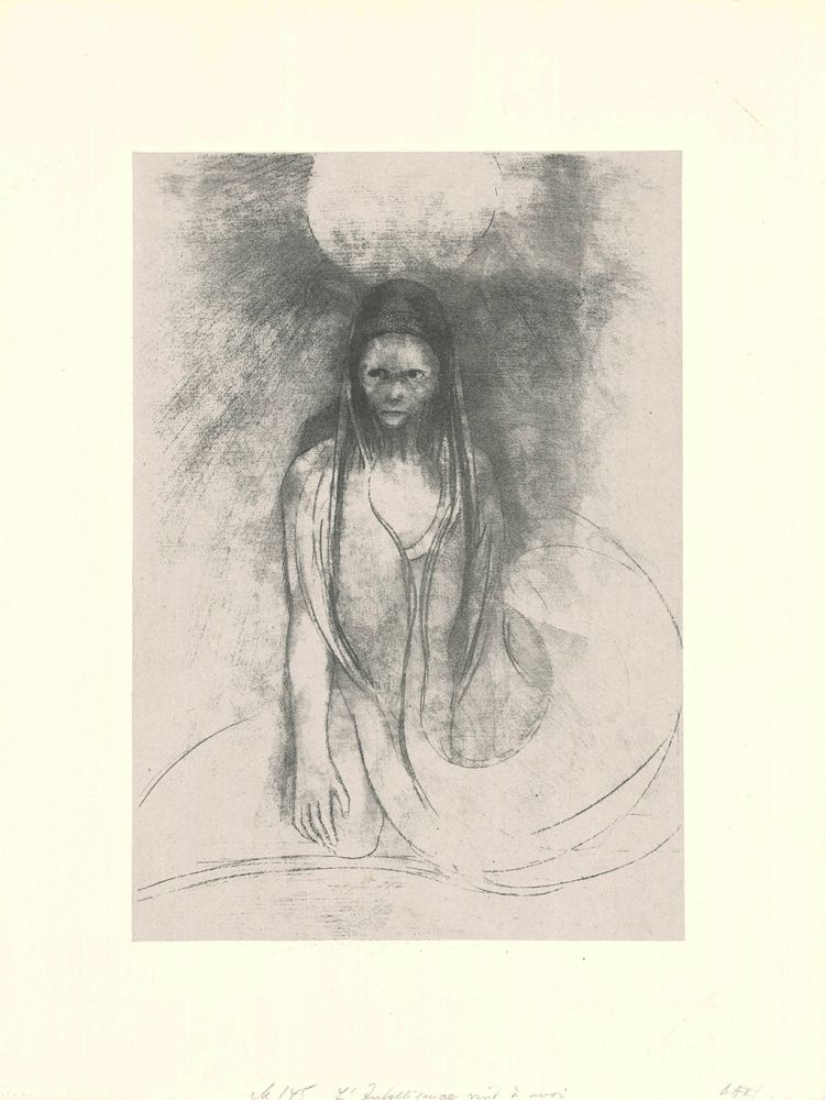 Lithographie Redon - L'intelligence fut à moi!  Je devins le Buddha