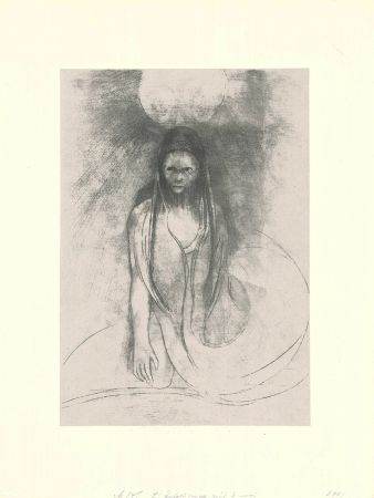 Lithographie Redon - L'intelligence fut à moi!  Je devins le Buddha