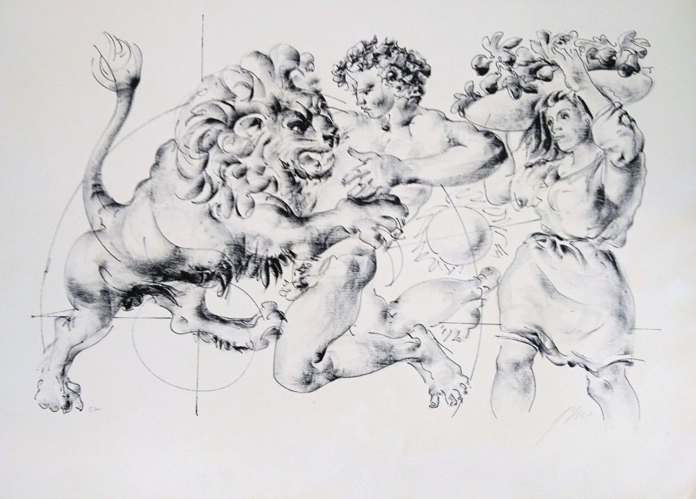 Lithographie Erni - Lion