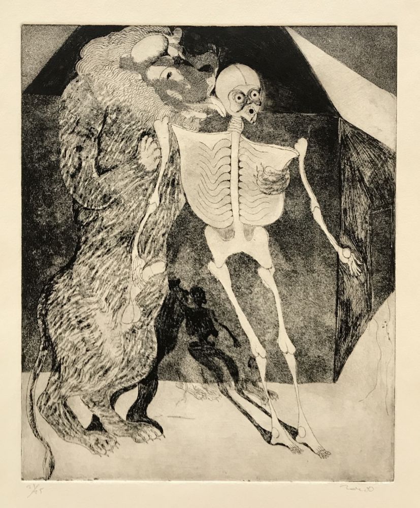Gravure Toledo - Lion Licking Skeleton