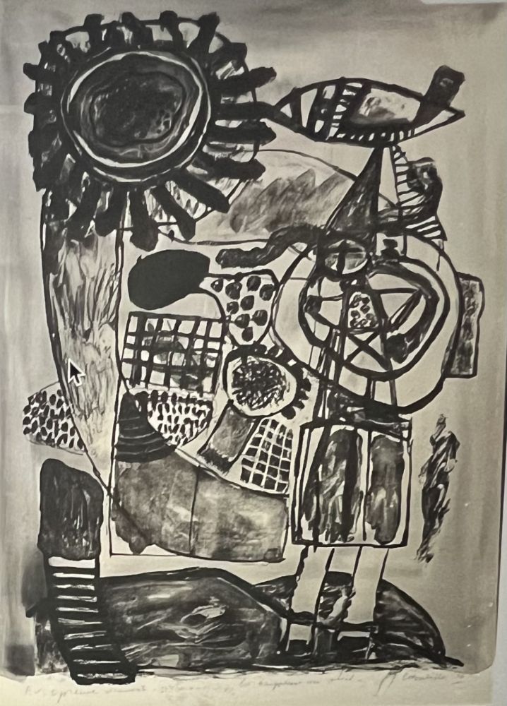 Lithographie Corneille - Lithographie aquarellée La Baigneuse au soleil, 1974. Pièce Unique