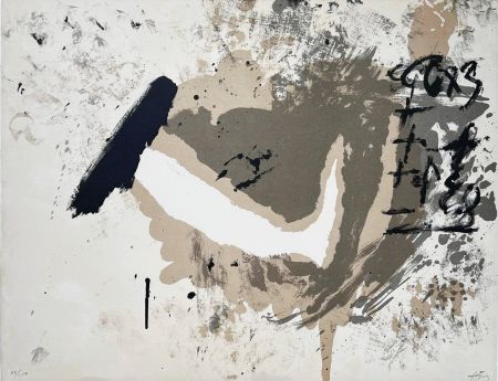 Lithographie Tàpies - Lithographie en noir, gris et terre de Sienne 