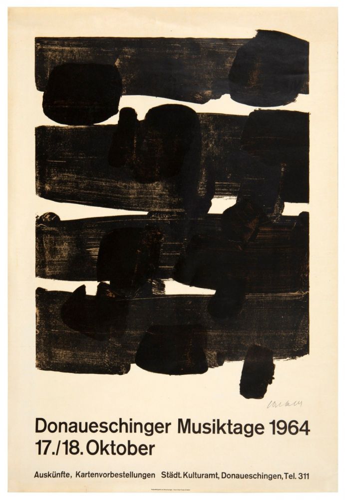 Lithographie Soulages - Lithographie n°12, 1964. Signée. 