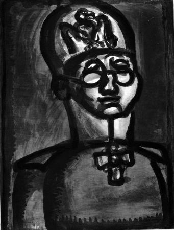 Aquatinte Rouault - Loin du sourire de Reims