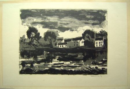 Aquatinte Vlaminck - L'Oise à Sergy