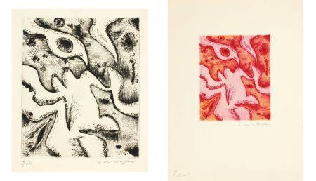 Pointe-Sèche Masson - L'OISEAU AMOUREUX (1957). 2 épreuves d'artiste signées.