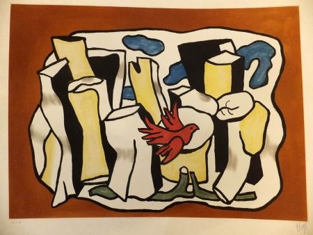 Aquatinte Leger - L'Oiseau rouge dans le bois