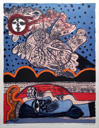 Lithographie Corneille - L'oiseau îvre de liberté