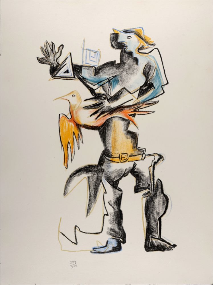 Lithographie Zadkine - L'Oiseleur, 1967