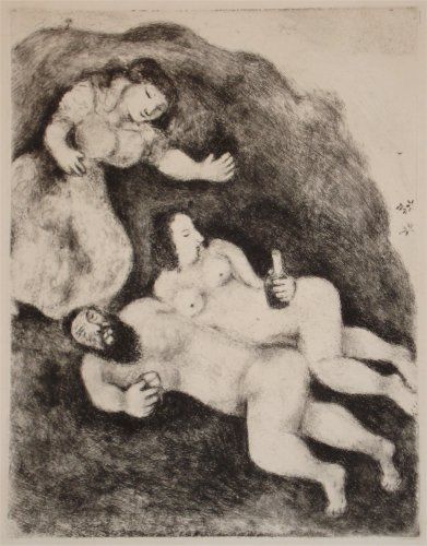 Eau-Forte Et Aquatinte Chagall - `Lot et ses Filles
