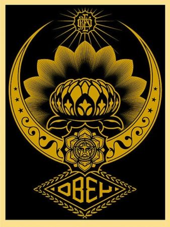 Sérigraphie Fairey - Lotus Ornament Gold 