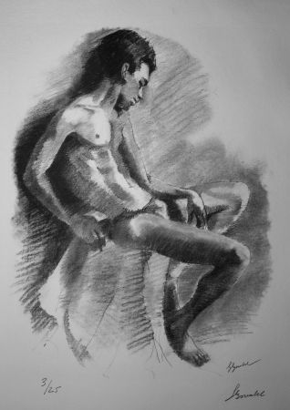 Lithographie Bonabel - Louis-Ferdinand Céline - NU MASCULIN / MALE NUDE - 1938