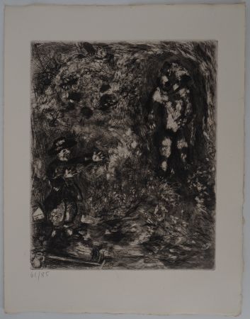 Gravure Chagall - L'ours et le jardinier (L'ours et l'amateur de jardins)