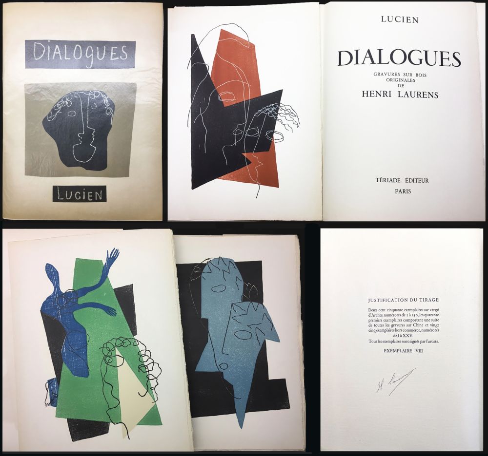 Lithographie Laurens - Lucien de Samosate - DIALOGUES. Bois gravés en couleurs de Henri Laurens (Tériade 1951)