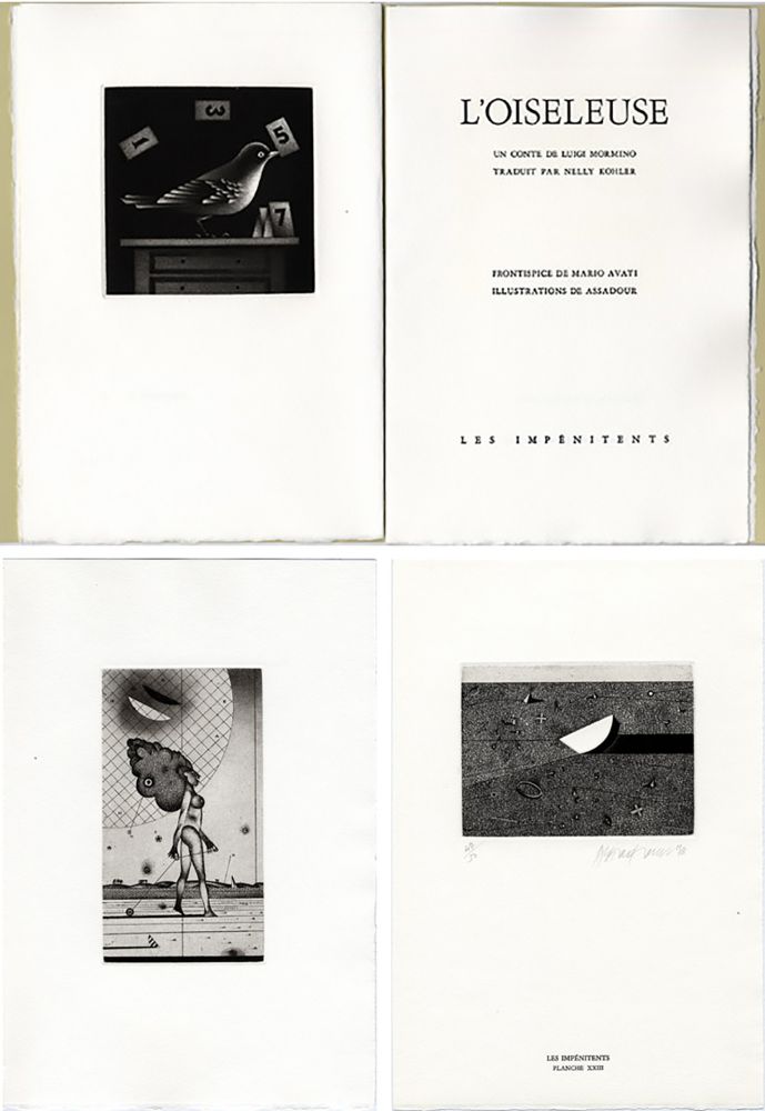 Livre Illustré Assadour - Luigi Mormino : L'OISELEUSE (L'UCCELLATRICE). Gravures d'Assadour, frontispice d'Avati