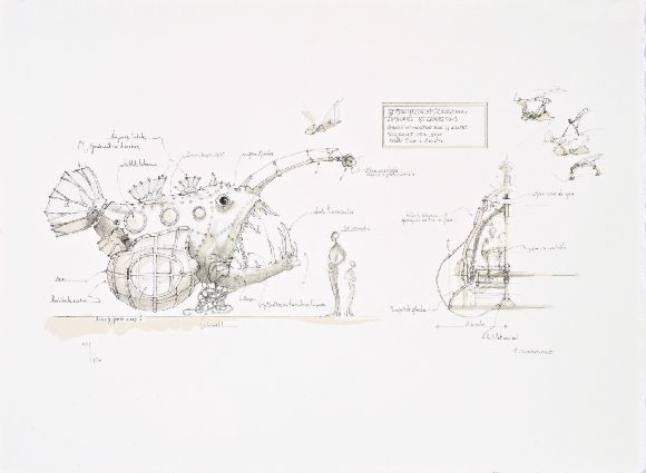 Lithographie Delarozière - Luminaire des grands fonds